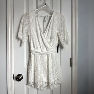 Lace V neck Romper